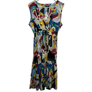 Chaudry KC NWT’s boho sleeveless, colorful bold print midi dress. Size L